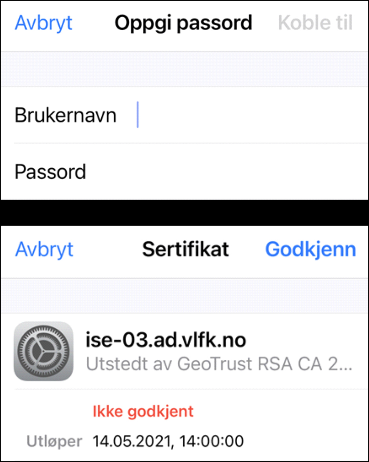 WIFI-innstillingar på iPhone